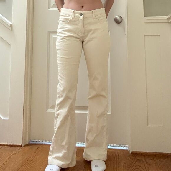 Women's Cream Flare Corduroy Pants - Picture 1 of 4